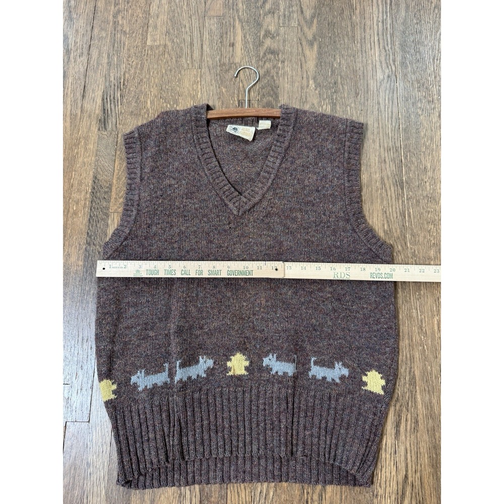 Vintage Alan Flusser 100% Scottish Shetland Wool Sweater Vest Large Scottie Dog - Picture 2 of 6